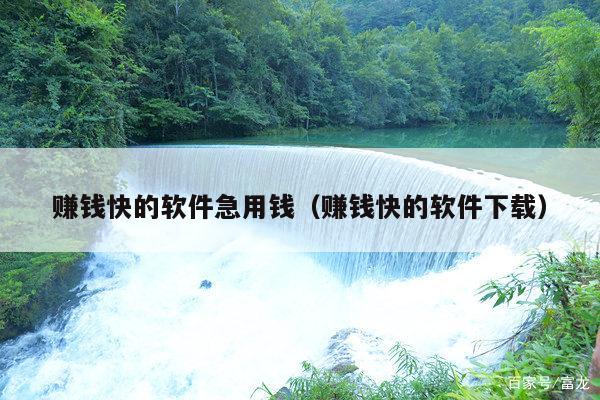 赚钱快的软件急用钱（赚钱快的软件下载）